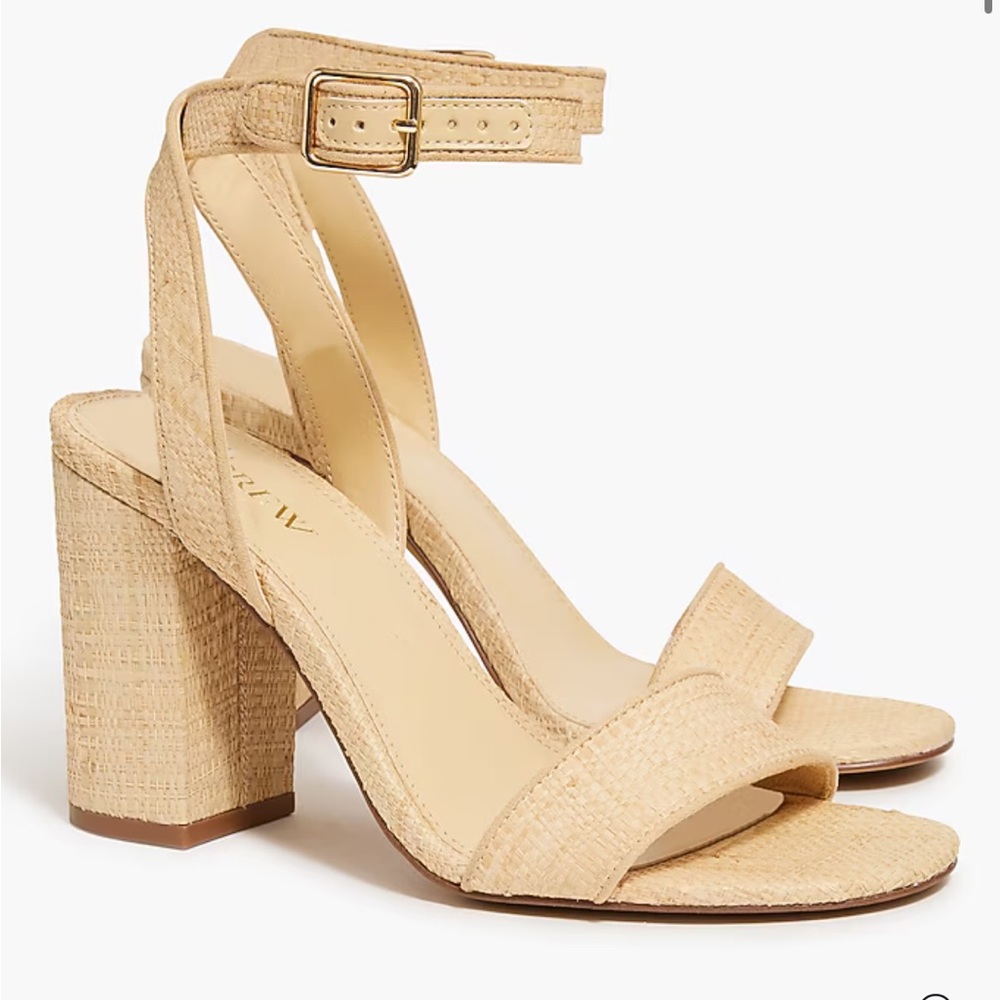 JCrew Elegant Tan Block Heel Sandals